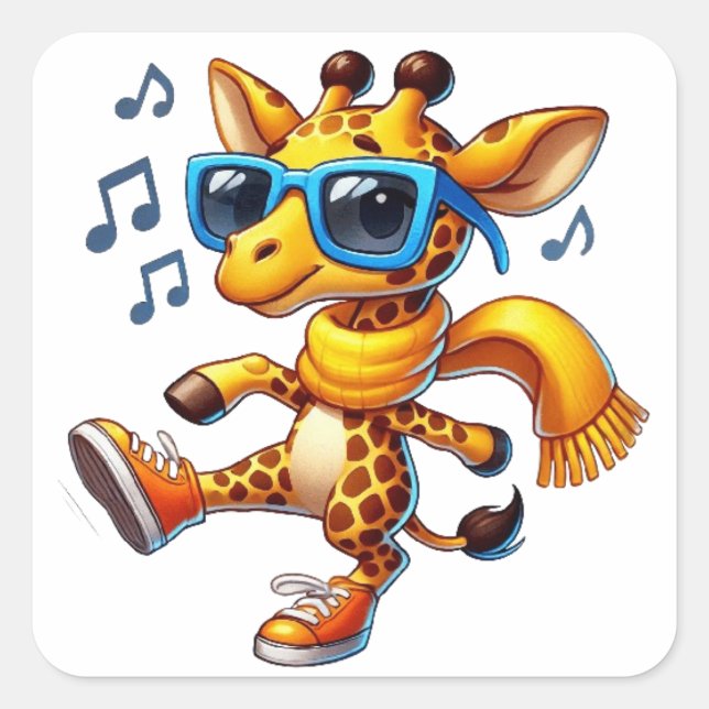Giraffe wearing sunglasses square sticker (Front)
