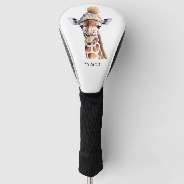 Giraffe wearing winter hat customizable Poster Golf Head Cover (Front)