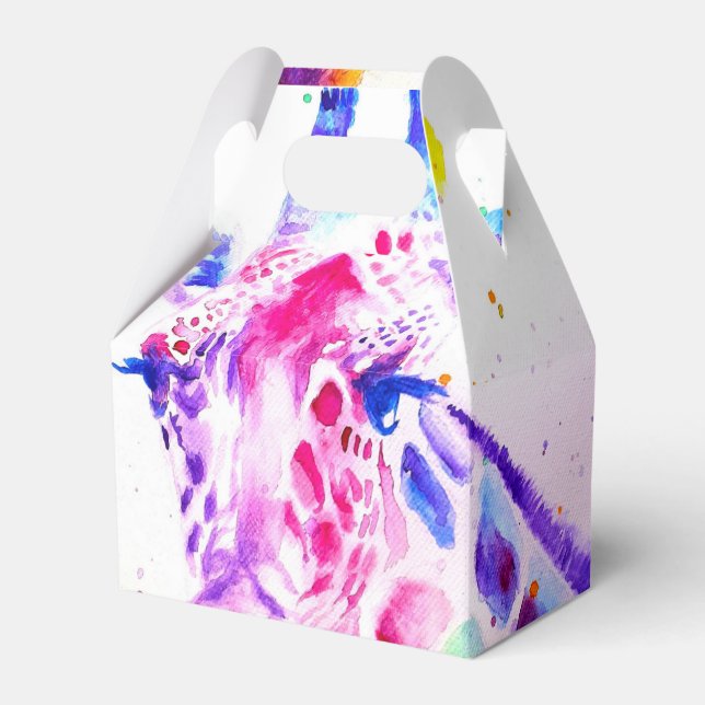 Giraffe Wedding Cake Favor Box Zoo Animal (Front Side)