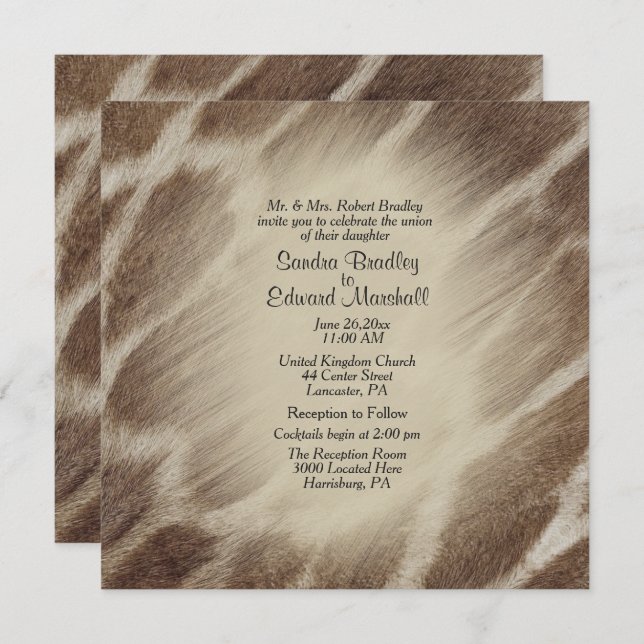 Giraffe Wedding Invitation (Front/Back)