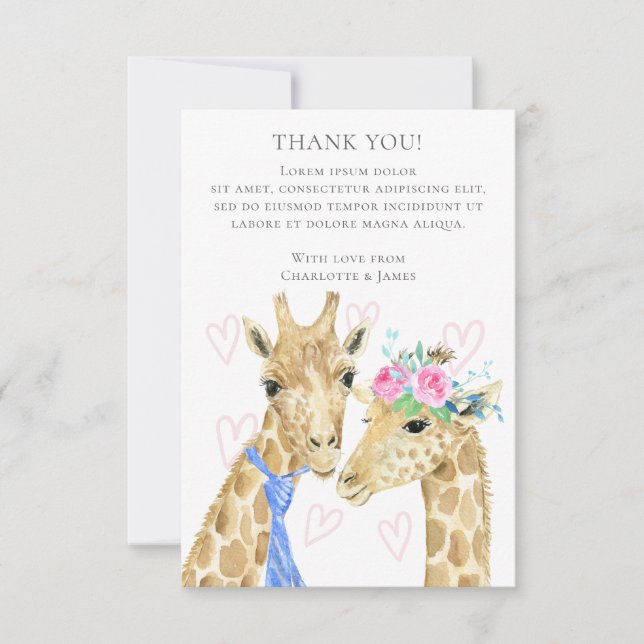Giraffe Wedding Thank You Card (Front)