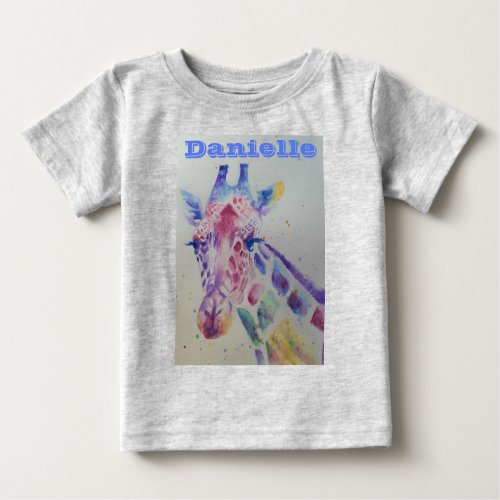 Giraffe Whimsical Watercolor gray Babies T Shirt