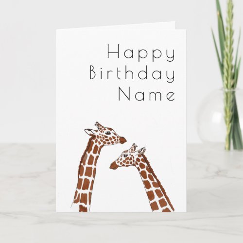 Giraffe White Art Deco Birthday Card