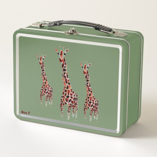 Giraffe Wild Animal Art Personalized Metal Lunch Box