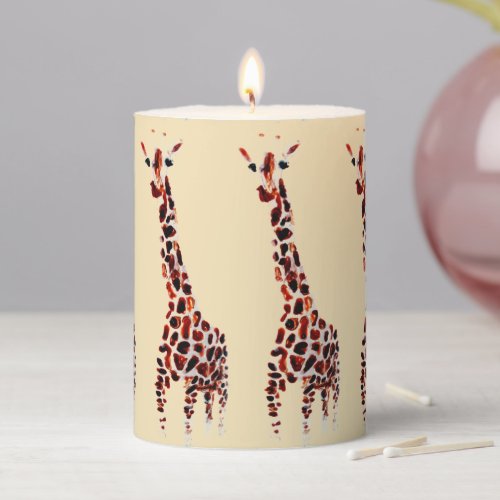 Giraffe Wild Animal Art Pillar Candle