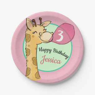 Giraffe Wild Birthday Party Plate