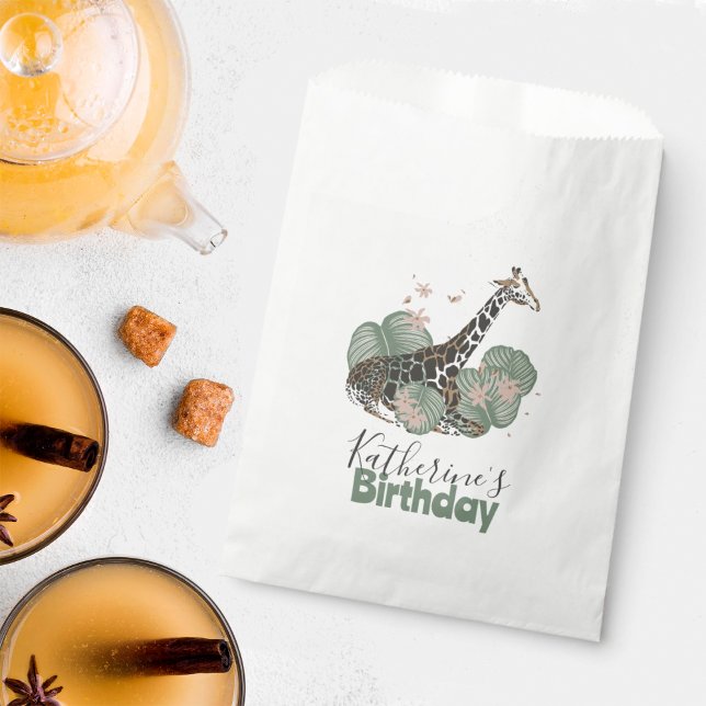 Giraffe Wild Jungle Botanical Animal Birthday  Favor Bag (Creator Uploaded)