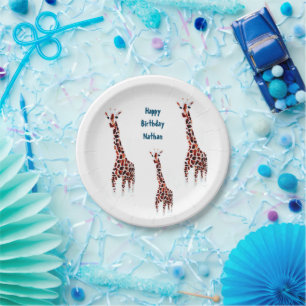 Giraffe Wildlife Art Birthday Paper Plates