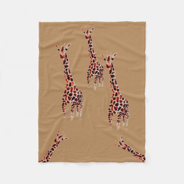 Giraffe Wildlife Art Funny Animal Fleece Blanket (Front)