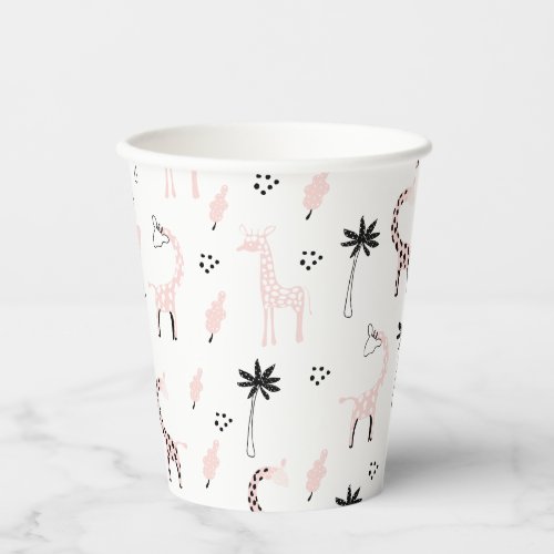 Giraffe wildlife safari animal pattern paper cups