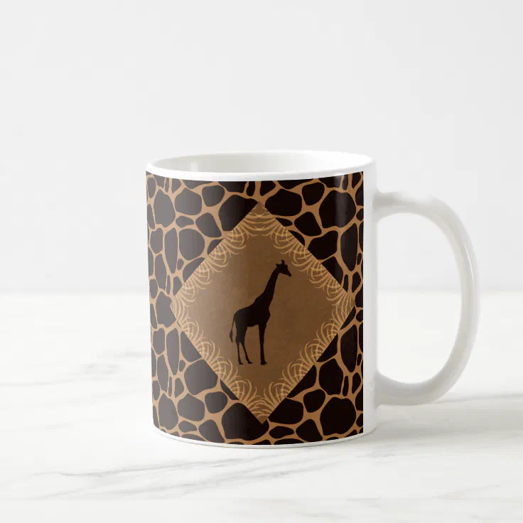 Giraffe with Animal Print Background Coffee Mug | Zazzle