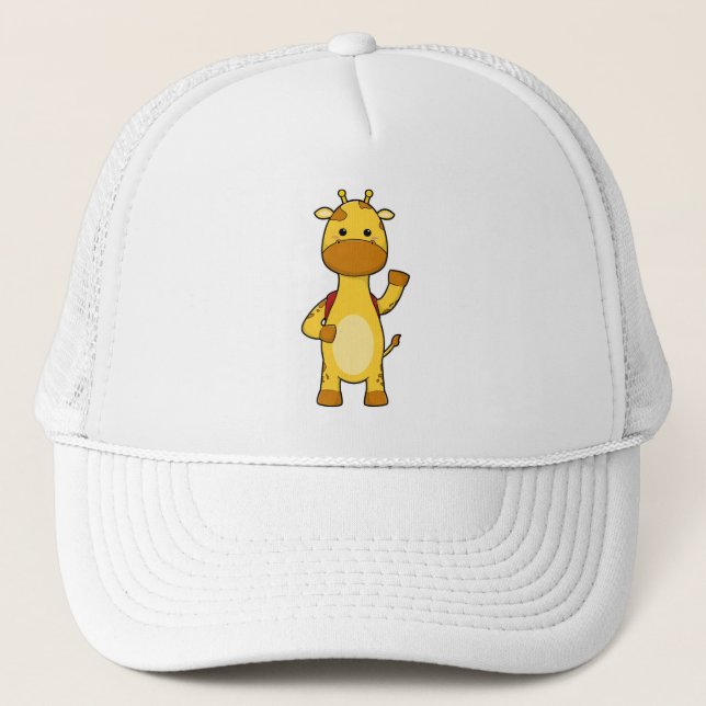Giraffe with Backpack Trucker Hat (Front)