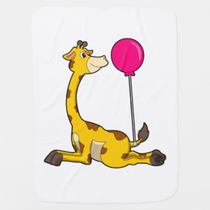 Giraffe with Balloon Baby Blanket
