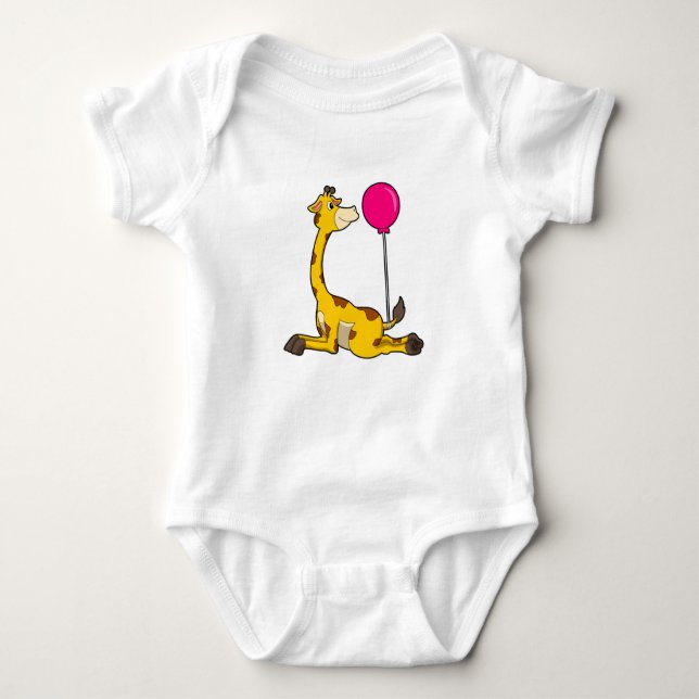 Giraffe with Balloon Baby Bodysuit (Front)