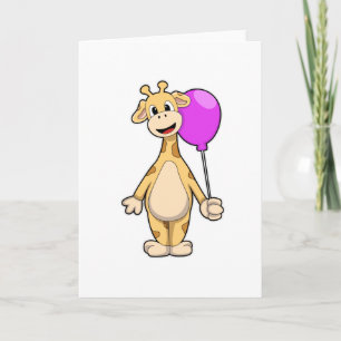 Giraffe with Balloon Card