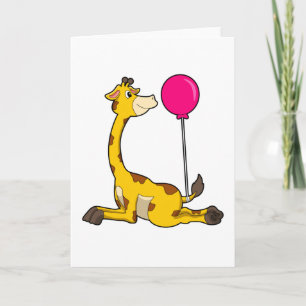 Giraffe with Balloon Card