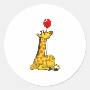Giraffe with Balloon Classic Round Sticker
