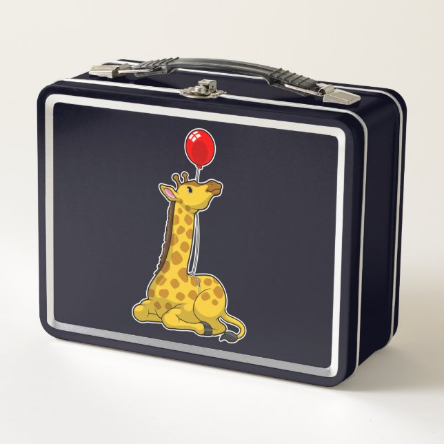 Giraffe with Balloon Metal Lunch Box (Front)