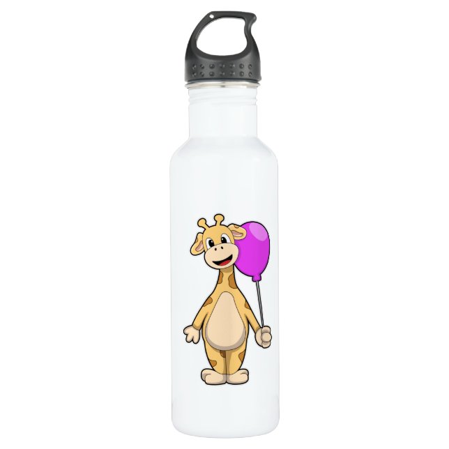Giraffe with Balloon Stainless Steel Water Bottle (Front)