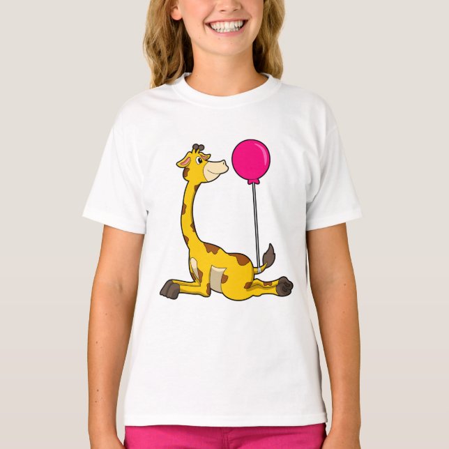 Giraffe with Balloon T-Shirt (Front)