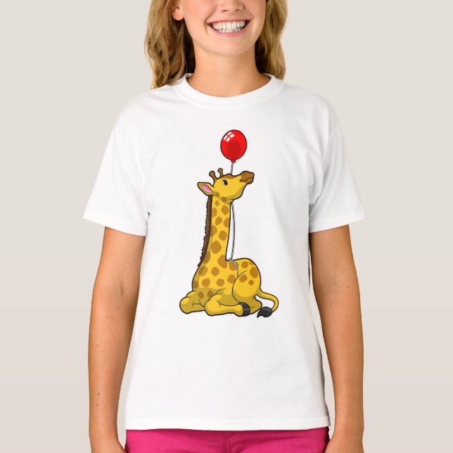 Giraffe with Balloon T-Shirt (Front)