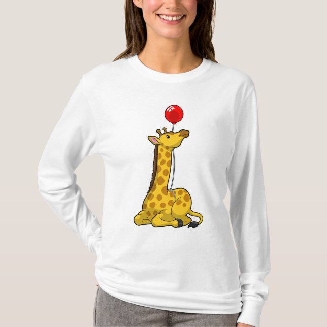 Giraffe with Balloon T-Shirt (Front)