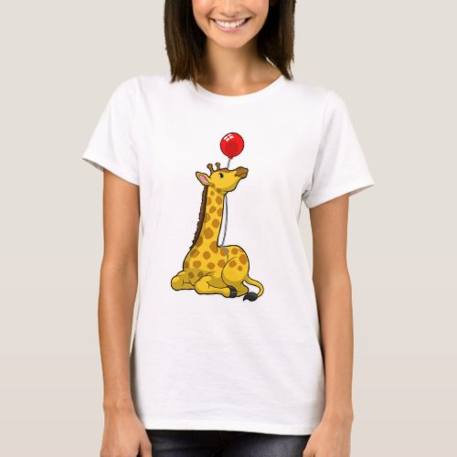 Giraffe with Balloon T_Shirt