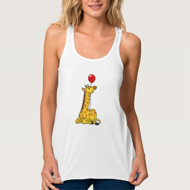 Giraffe with Balloon Tank Top (Front)