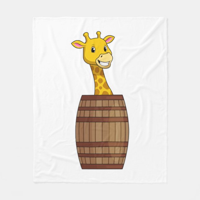 Giraffe with Barrel Fleece Blanket (Front)