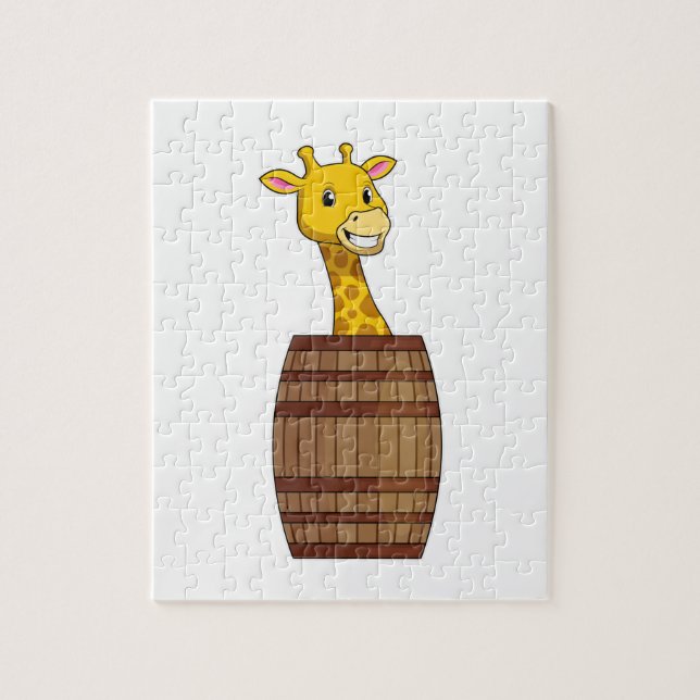 Giraffe with Barrel Jigsaw Puzzle (Vertical)