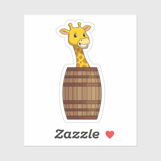 Giraffe with Barrel Sticker (Sheet)