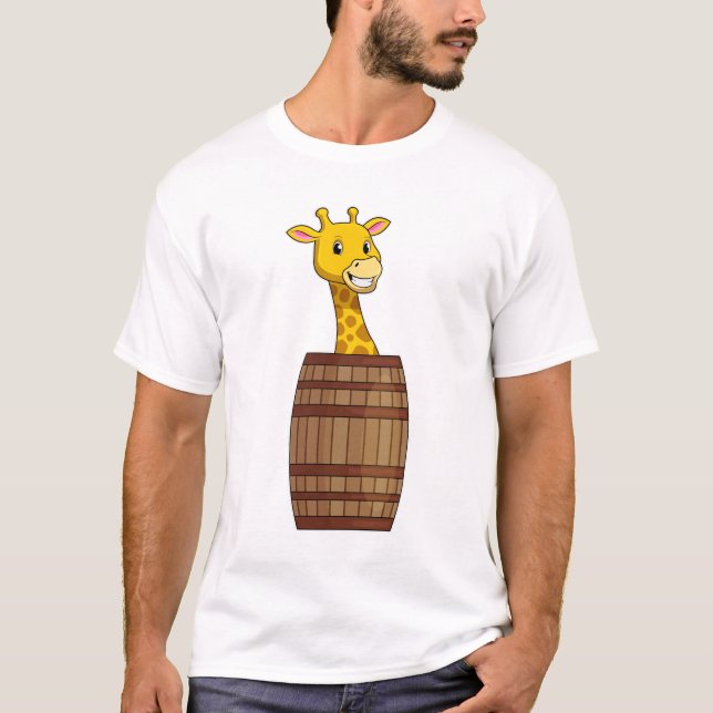 Giraffe with Barrel T-Shirt (Front)