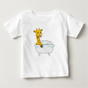 Giraffe with Bathtub with Foam Baby T-Shirt