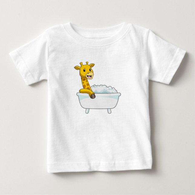 Giraffe with Bathtub with Foam Baby T-Shirt (Front)