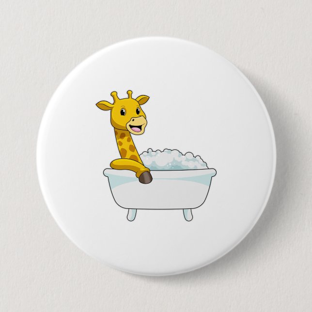 Giraffe with Bathtub with Foam Button (Front)