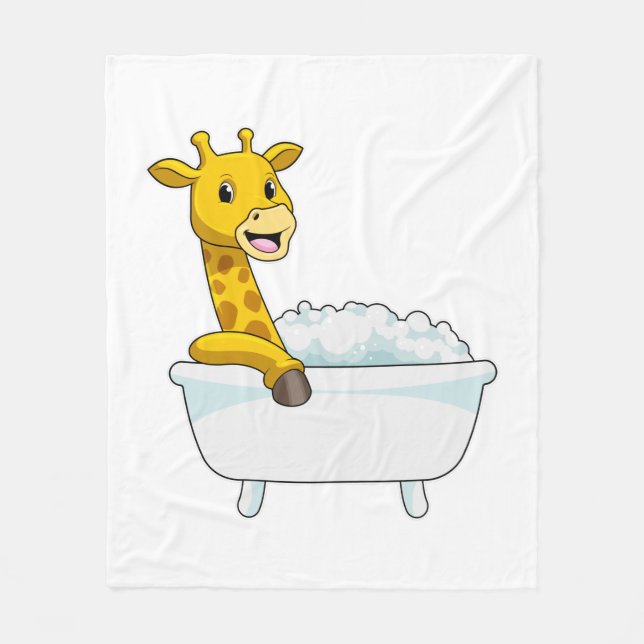 Giraffe with Bathtub with Foam Fleece Blanket (Front)