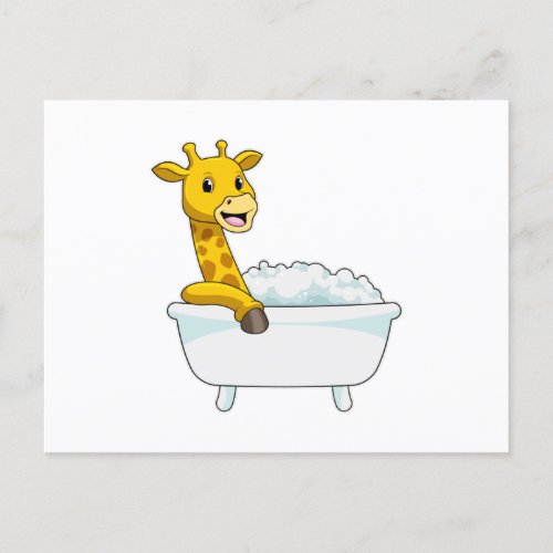 Giraffe with Bathtub with Foam Postcard