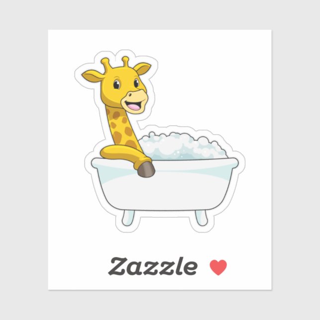 Giraffe with Bathtub with Foam Sticker (Sheet)