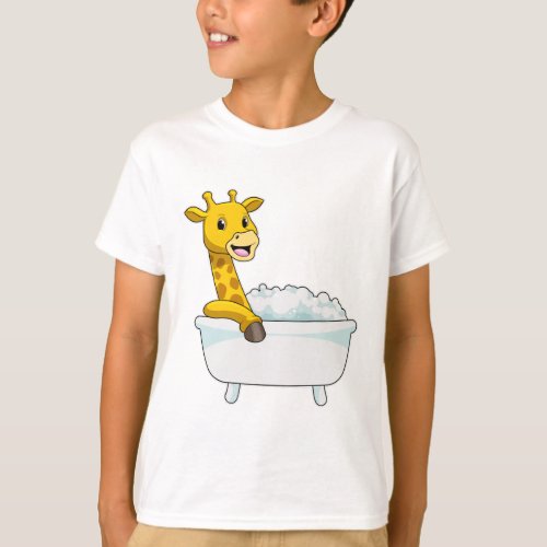 Giraffe with Bathtub with Foam T_Shirt