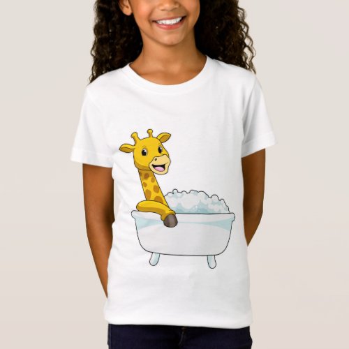 Giraffe with Bathtub with Foam T_Shirt