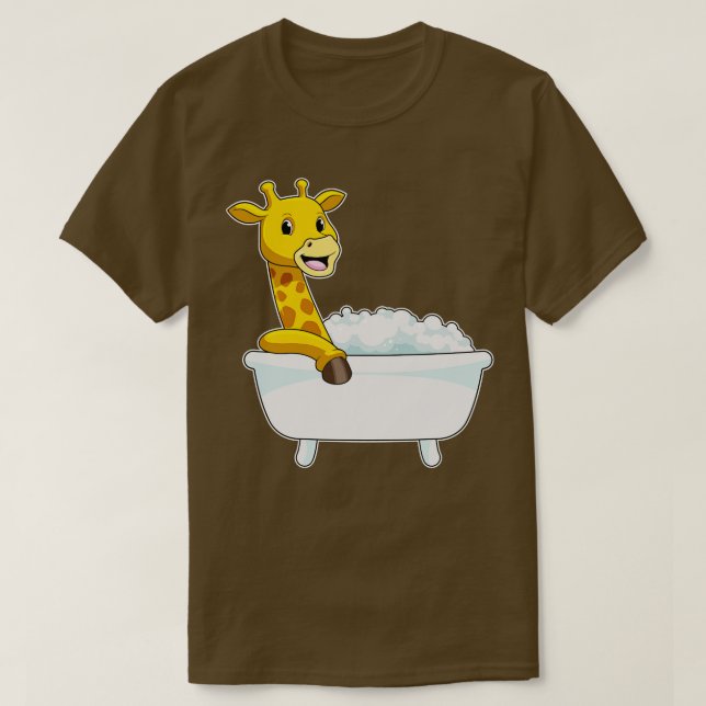 Giraffe With Bathtub With Foam  T-Shirt (Design Front)