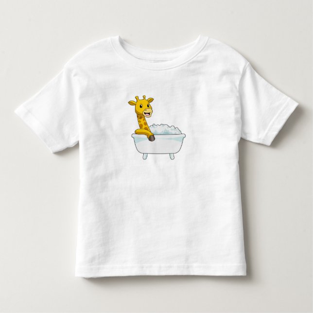 Giraffe with Bathtub with Foam Toddler T-shirt (Front)
