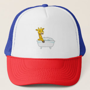 Giraffe with Bathtub with Foam Trucker Hat