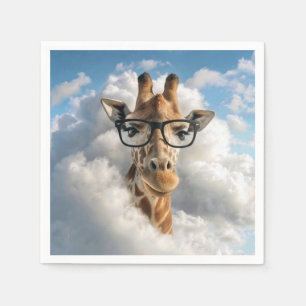 Giraffe with Black Eyeglasses in Cloud Napkins