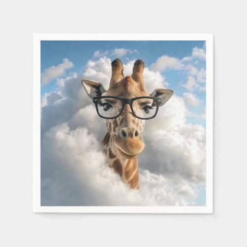 Giraffe with Black Eyeglasses in Cloud Napkins
