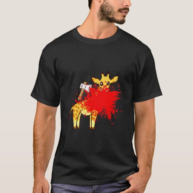 Giraffe With Blood The Anti Halloween Zombie Giraf T-Shirt (Front)
