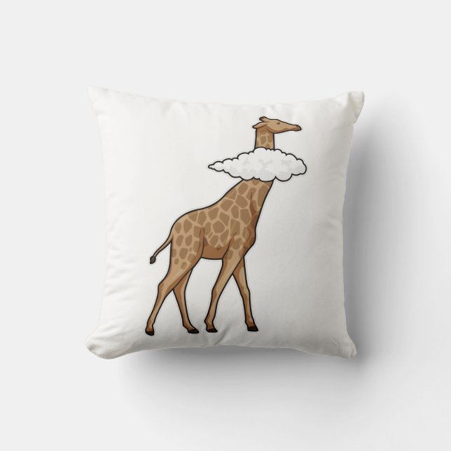 Giraffe with Cloud Throw Pillow (Front)