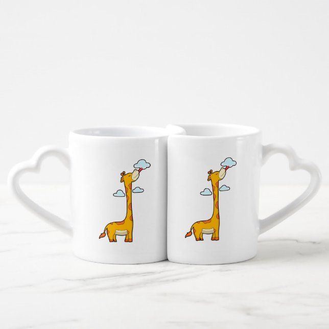 Giraffe with Clouds Coffee Mug Set (Front Nesting)