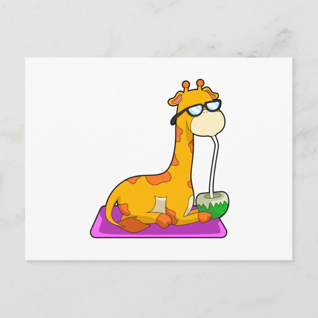 Giraffe with Coconut Postcard (Front)