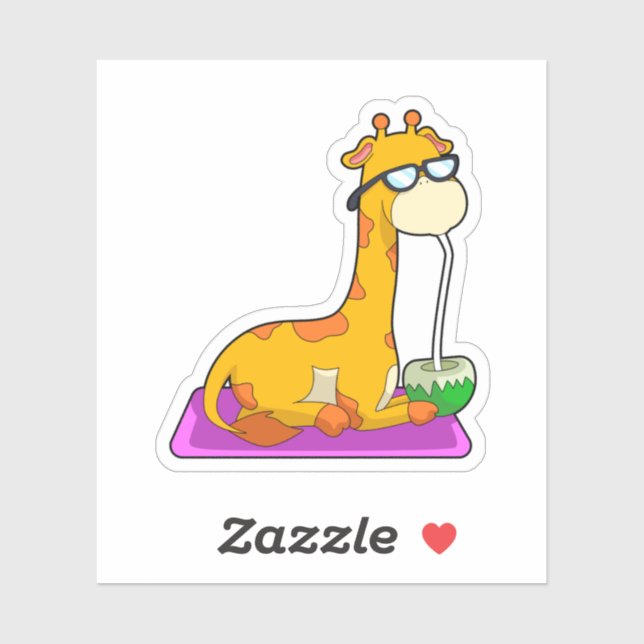 Giraffe with Coconut Sticker (Sheet)